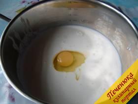 1)Растворить в кефире или домашней простокваше соль и соду. Добавить яйцо и все хорошо размешать. 