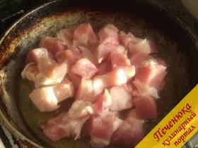 2) Порезанное мясо солим и обжариваем на свином жире или растительном масле.