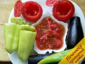 8) Готовые , очищенные овощи и сок из помидор с мякотью